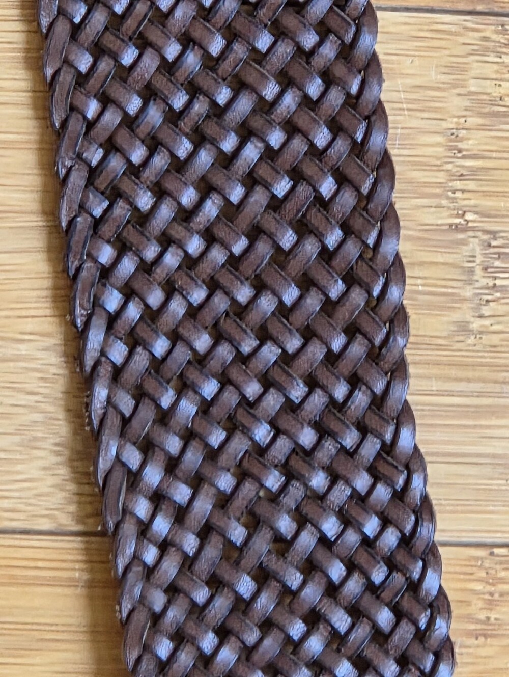 Banana Republic Leather Chocolate Brown Wide Braided Belt M Leather Buckle - Picture 5 of 16